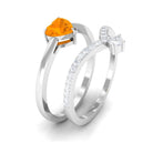Heart Fire Opal and Diamond Ring Set AAA - Rosec Jewels