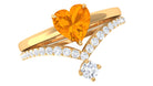 Heart Fire Opal and Diamond Ring Set AAA - Rosec Jewels