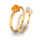 Heart Fire Opal and Diamond Ring Set AAA - Rosec Jewels