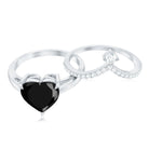 Genuine 2 Carat Black Spinel Heart Engagement Ring with Diamond Enhancer AAA - Rosec Jewels