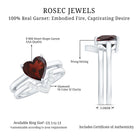 Real 8mm Garnet Diamond Heart Shaped Wedding Engagement Ring Set of 2 AAA - Rosec Jewels