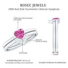 Pink Tourmaline Heart Ring Set with Diamond AAA - Rosec Jewels
