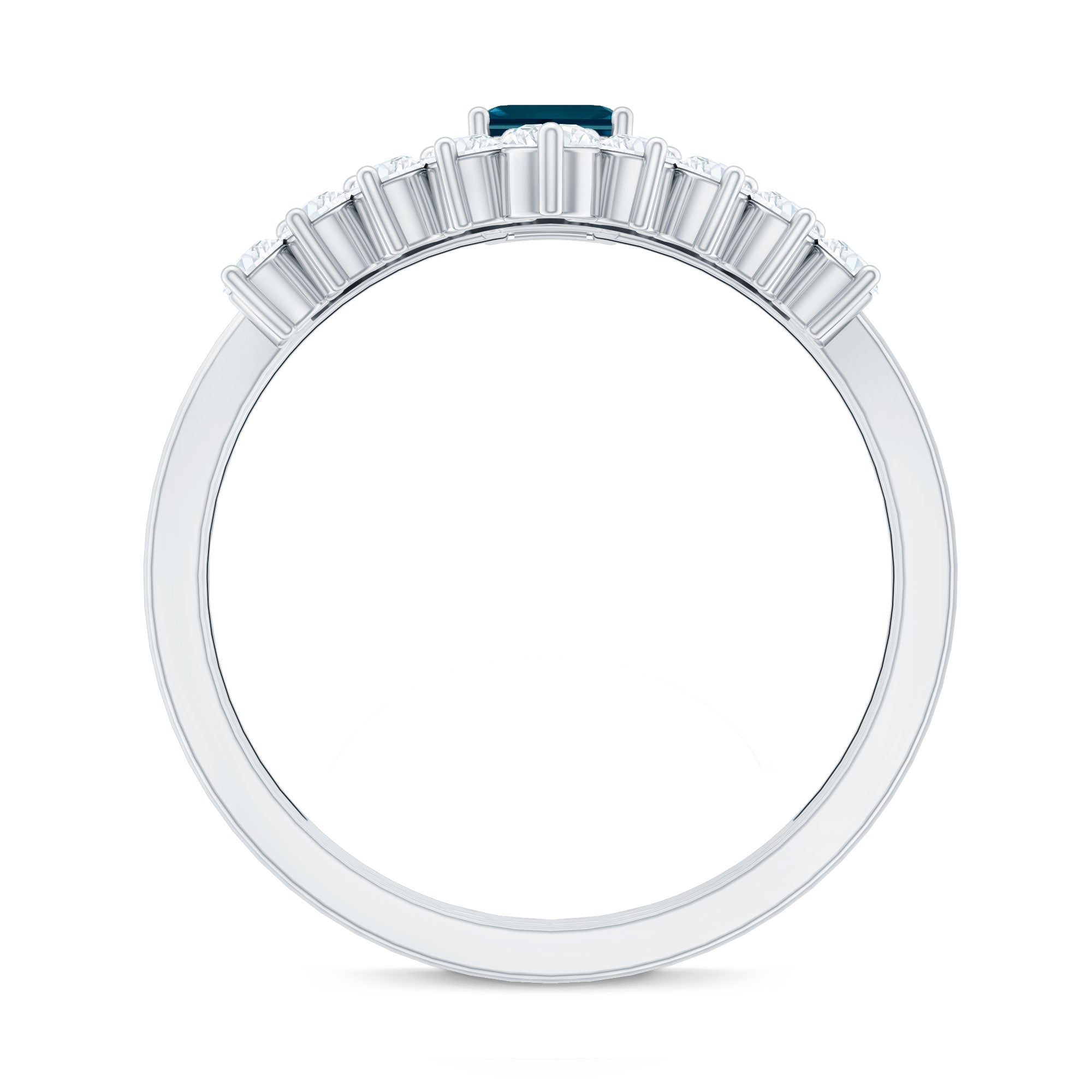 Rosec Jewels-London Blue Topaz Engagement Ring with Diamond Wedding Band