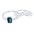 Rosec Jewels-London Blue Topaz Engagement Ring with Diamond Wedding Band