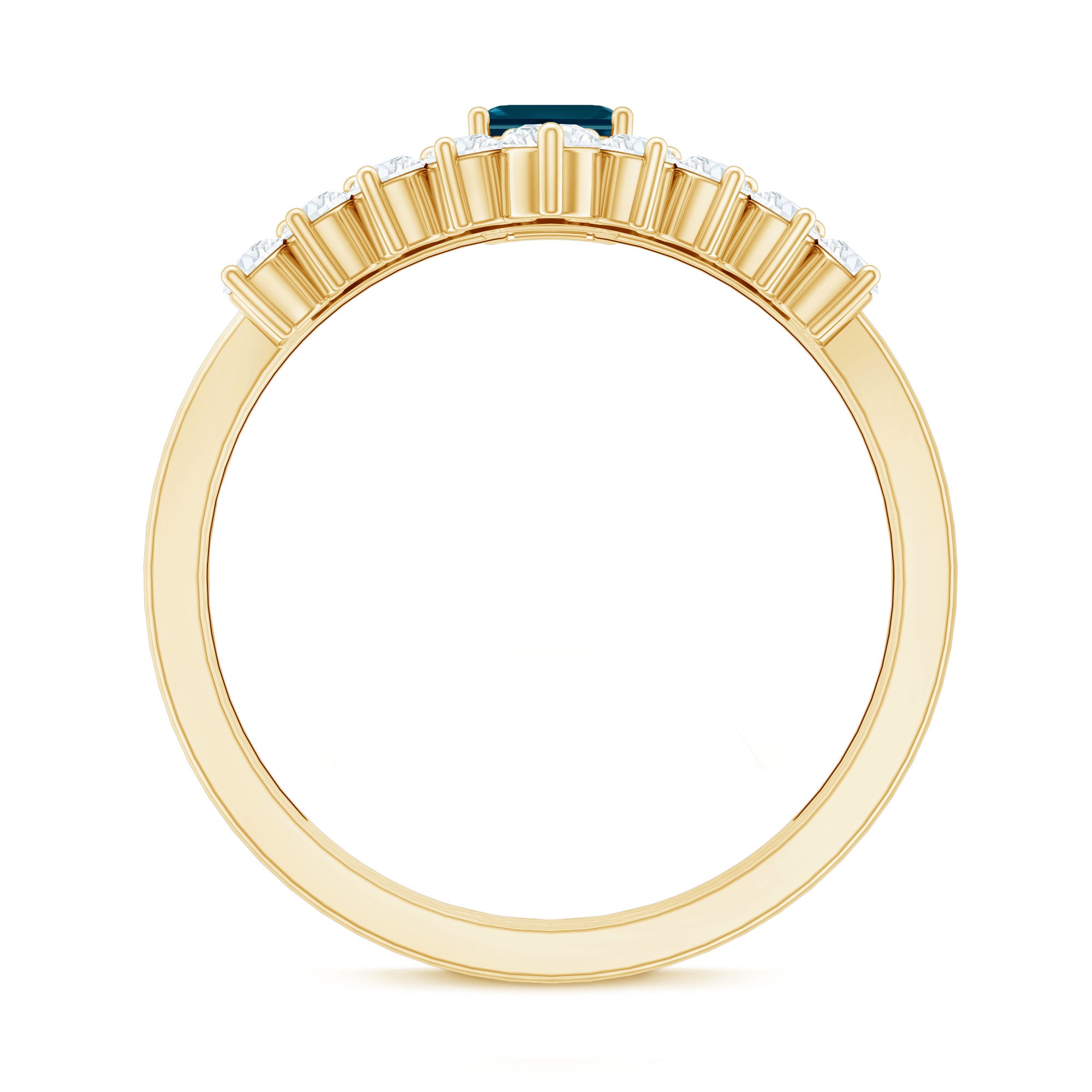 Rosec Jewels-London Blue Topaz Engagement Ring with Diamond Wedding Band