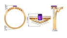 1.4 Carat Emerald Cut Amethyst Diamond Wedding Bridal Ring Set AAA - Rosec Jewels