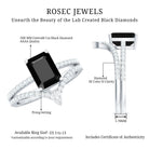 1.6 Carat Emerald Cut Lab Grown Black and White Diamond Wedding Ring Set for Women AAAA ( Synthetic ) - Rosec Jewels