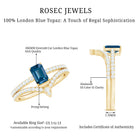 Genuine London Blue Topaz Emerald Cut Engagement Ring Set with Diamond Band AAA - Rosec Jewels