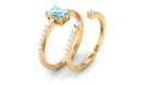 Rosec Jewels-Natural 0.6 Carat Aquamarine and Diamond Emerald Cut Bridal Ring Set