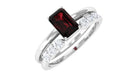 Certified Natural Garnet Diamond Emerald Cut Wedding Bridal Ring Set AAA - Rosec Jewels