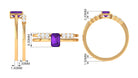 1.4 Carat Emerald Cut Amethyst Engagement Ring with Diamond Enhancer AAA - Rosec Jewels