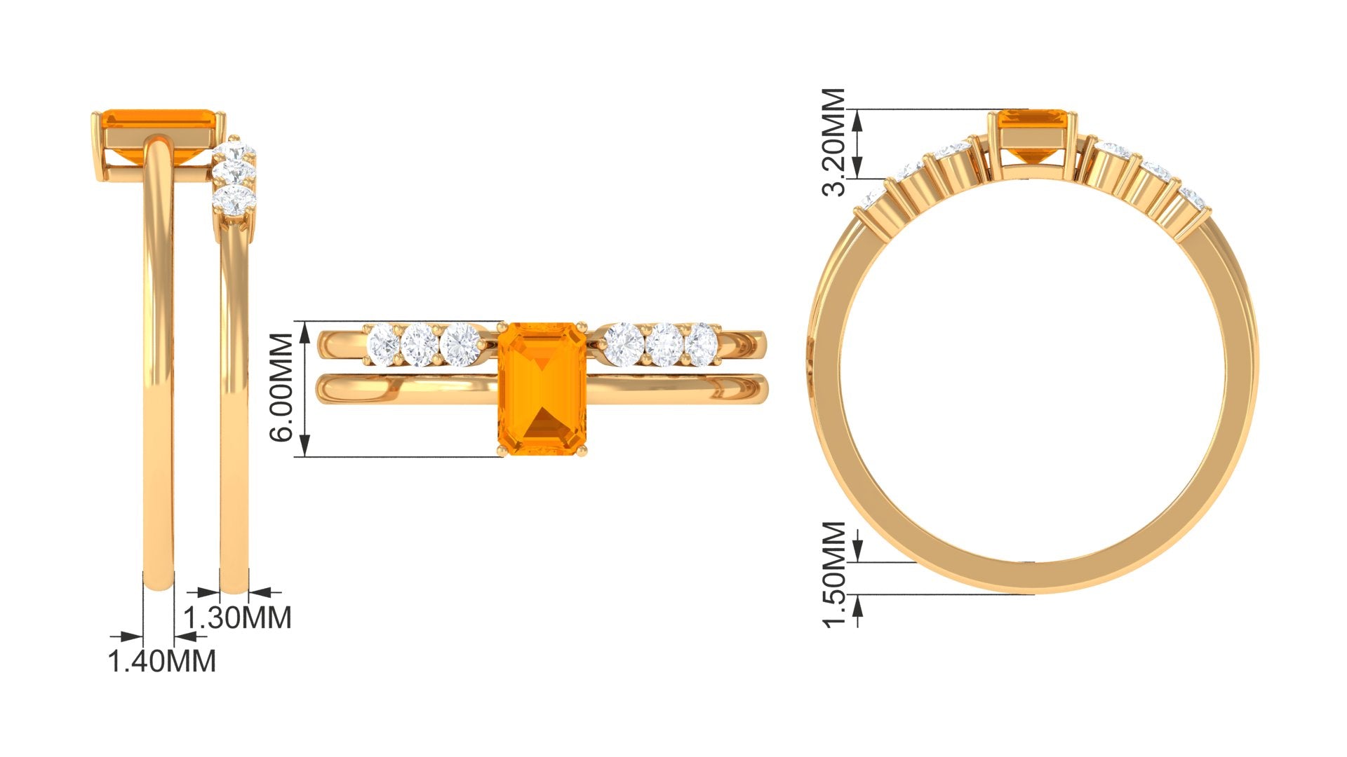 Rosec Jewels-Real Fire Opal Solitaire Ring set with Diamond