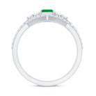 Rosec Jewels-Genuine Emerald Cut Emerald Diamond Bridal Ring Set of 2