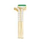 Rosec Jewels-Genuine Emerald Cut Emerald Diamond Bridal Ring Set of 2