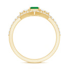 Rosec Jewels-Genuine Emerald Cut Emerald Diamond Bridal Ring Set of 2
