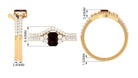 Rosec Jewels-Natural Garnet Diamond Emerald Cut Engagement Wedding Ring Set