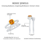 Certified Citrine and Diamond Wedding Bridal Ring Set of 2 AAA - Rosec Jewels
