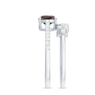 Rosec Jewels-Natural Cushion Cut Garnet Diamond Wedding Bridal Ring Set of 2