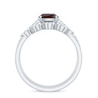 Rosec Jewels-Natural Cushion Cut Garnet Diamond Wedding Bridal Ring Set of 2