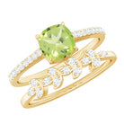 Certified Real 2 Carat Cushion Cut Peridot Engagement Ring with Diamond Enhancer AAA - Rosec Jewels