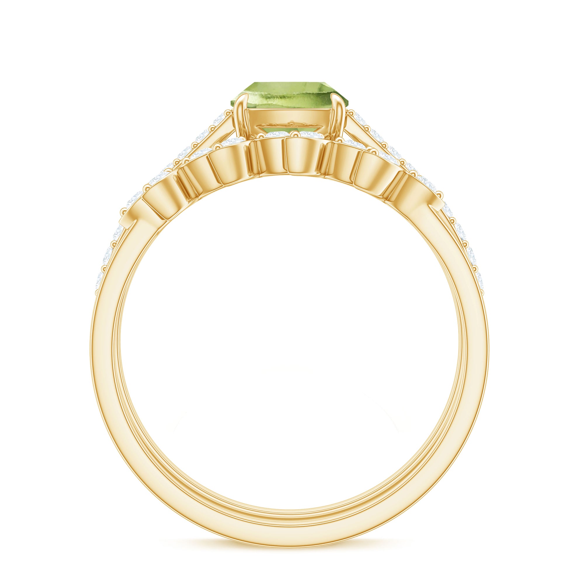 Certified Real 2 Carat Cushion Cut Peridot Engagement Ring with Diamond Enhancer AAA - Rosec Jewels