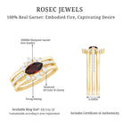 Rosec Jewels-Natural Garnet Marquise Engagement Wedding Ring Set of 3 with Diamond