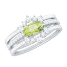 Natural Peridot and Diamond Ring Set in Prong Setting Peridot - ( AAA ) - Quality - Rosec Jewels