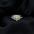 Rosec Jewels-East West Style Peridot 3 Piece Bridal Ring Set with Diamond