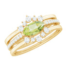 Rosec Jewels-East West Style Peridot 3 Piece Bridal Ring Set with Diamond