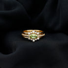 Natural Peridot and Diamond Ring Set in Prong Setting Peridot - ( AAA ) - Quality - Rosec Jewels