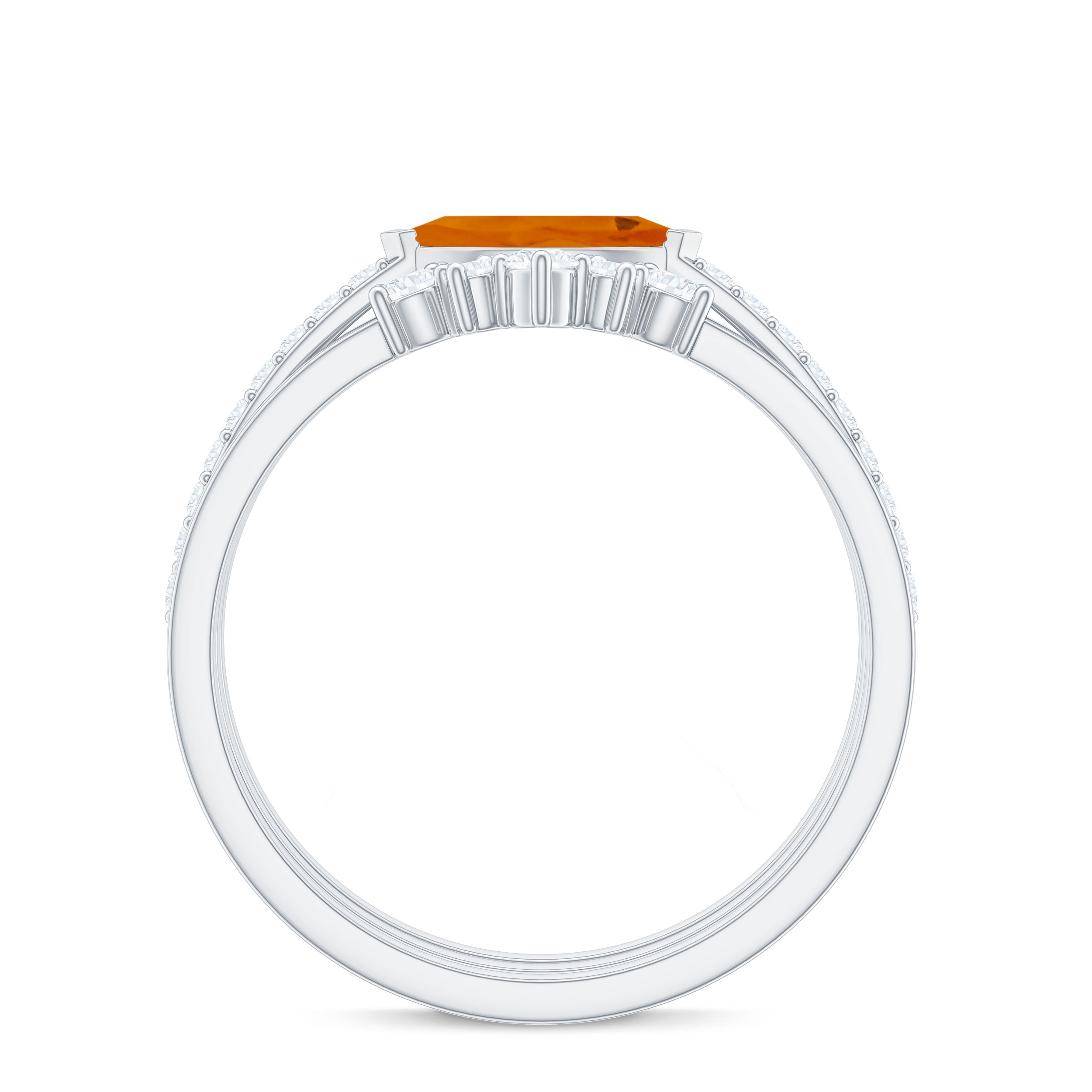 Rosec Jewels-Marquise Shape Fire Opal Ring Set with Diamond
