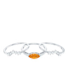 Rosec Jewels-Marquise Shape Fire Opal Ring Set with Diamond