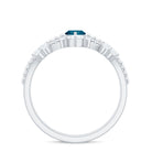 London Blue Topaz and Diamond Wedding Ring Set with Beaded Details AAA - Rosec Jewels