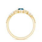 London Blue Topaz and Diamond Wedding Ring Set with Beaded Details AAA - Rosec Jewels