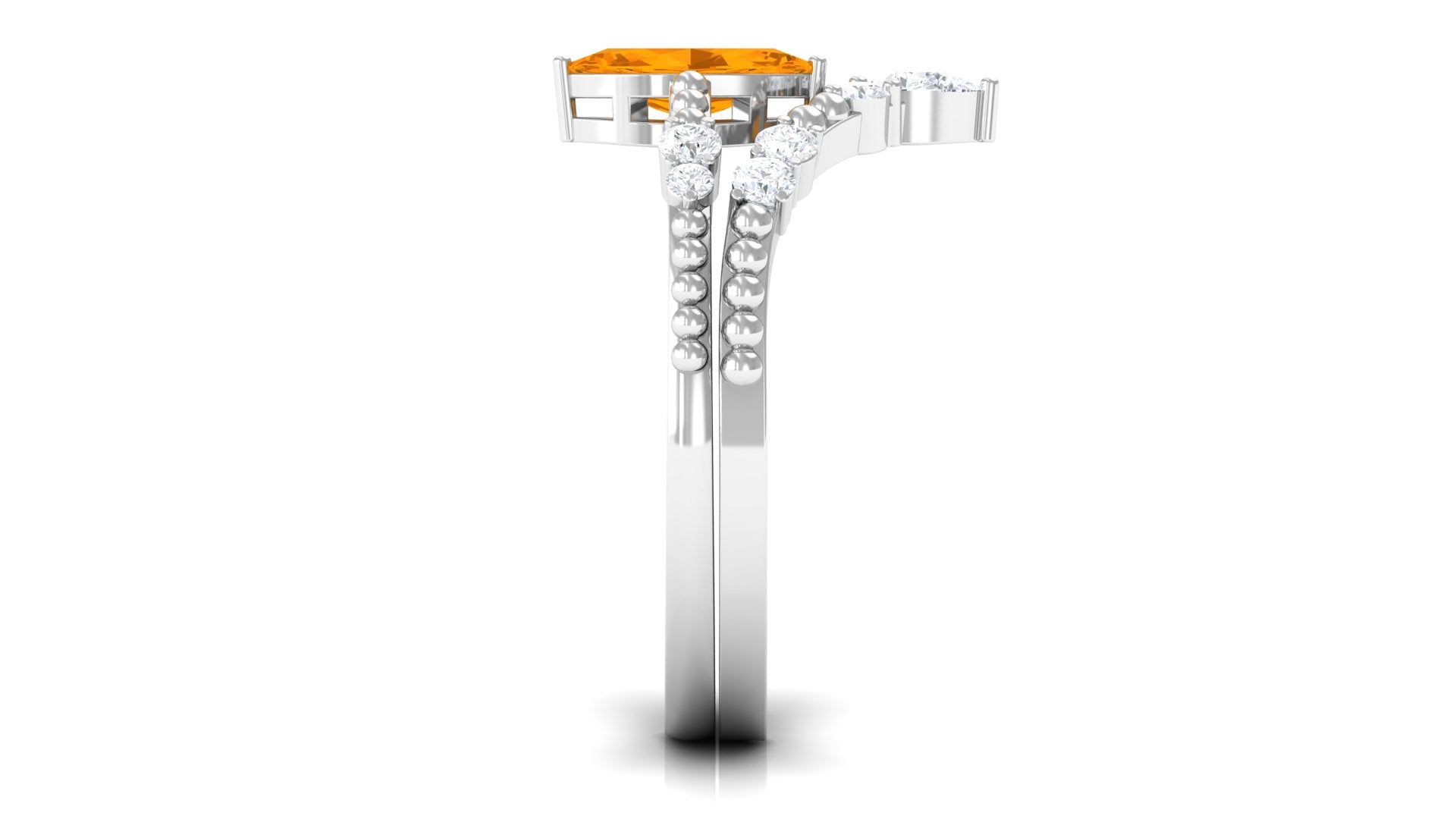 Rosec Jewels-Marquise Cut Fire Opal and Diamond Wedding Ring Set