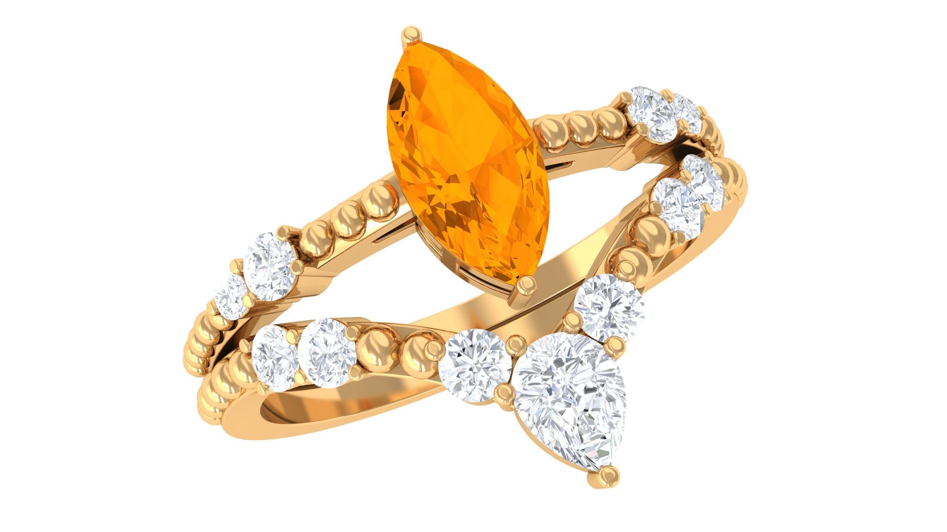 Rosec Jewels-Marquise Cut Fire Opal and Diamond Wedding Ring Set