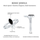 Natural Black Spinel Wedding Engagement Ring Set with Moissanite AAA - Rosec Jewels