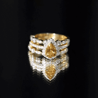 Pear Cut Citrine Bridal Trio Ring Set with Moissanite Band AAA - Rosec Jewels