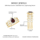 Real 5X7mm Pear Shape Garnet 3 Piece Wedding Ring Set AAA - Rosec Jewels