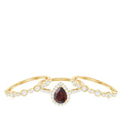 Real 5X7mm Pear Shape Garnet 3 Piece Wedding Ring Set AAA - Rosec Jewels