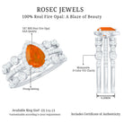 Pear Cut Fire Opal Bridal Trio Ring Set with Moissanite Band AAA - Rosec Jewels