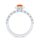 Pear Cut Fire Opal Bridal Trio Ring Set with Moissanite Band AAA - Rosec Jewels