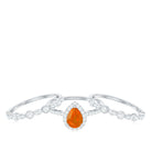 Pear Cut Fire Opal Bridal Trio Ring Set with Moissanite Band AAA - Rosec Jewels