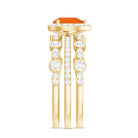 Pear Cut Fire Opal Bridal Trio Ring Set with Moissanite Band AAA - Rosec Jewels