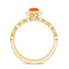 Pear Cut Fire Opal Bridal Trio Ring Set with Moissanite Band AAA - Rosec Jewels