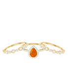 Pear Cut Fire Opal Bridal Trio Ring Set with Moissanite Band AAA - Rosec Jewels