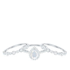 Pear Cut Moonstone Bridal Trio Ring Set with Moissanite Band AAA - Rosec Jewels