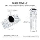 Natural Pear Shape Black Spinel Moissanite Bridal Ring Set of 3 AAA - Rosec Jewels