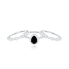 Natural Pear Shape Black Spinel Moissanite Bridal Ring Set of 3 AAA - Rosec Jewels