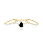 Natural Pear Shape Black Spinel Moissanite Bridal Ring Set of 3 AAA - Rosec Jewels